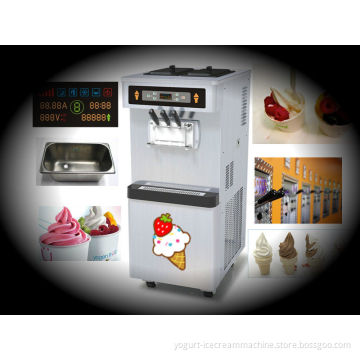 2.5kw Soft Serve Commercial Ice Cream Maker, 3 Flavors Frozen Yogurt Equipment With Pre-cooling System